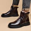 British-style Men's Casual Retro Chelsea Boots for Men Autumn Winter Cow Leather Shoes Male Fashion New Designer Ankle Boots Man