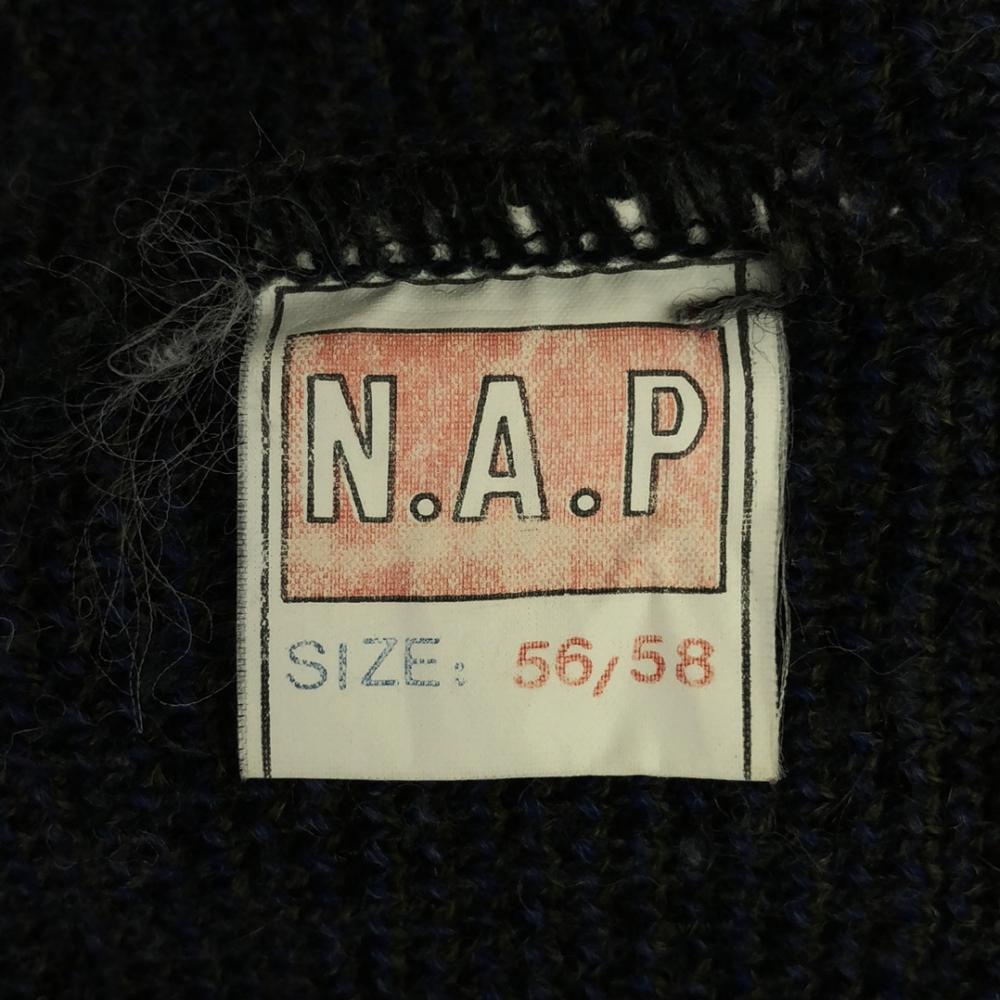 N.A.P 80s 90s Old Geometric Pattern Patch Long Sleeve Knit 56/58 Sweater Men's Used