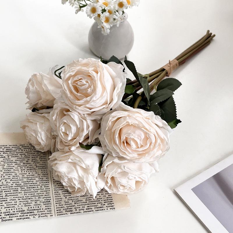 Baked Edge Rose Artificial Flowers, Silk Flowers, Lychee Rose Hand-held Bouquets, Home Interior Decoration Ornaments, Artificial Flowers