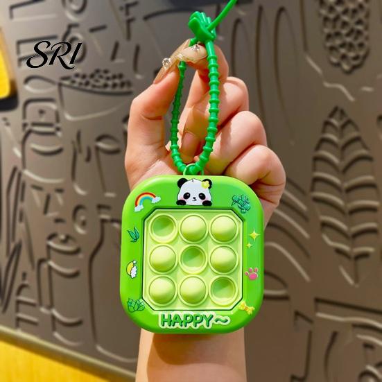 Mini Keychain Pendant Cartoon Cat Panda Design Whack-a-mole Toy Key Chain Pressable Silicone Bubbles with Braided Lanyard Stress Relief