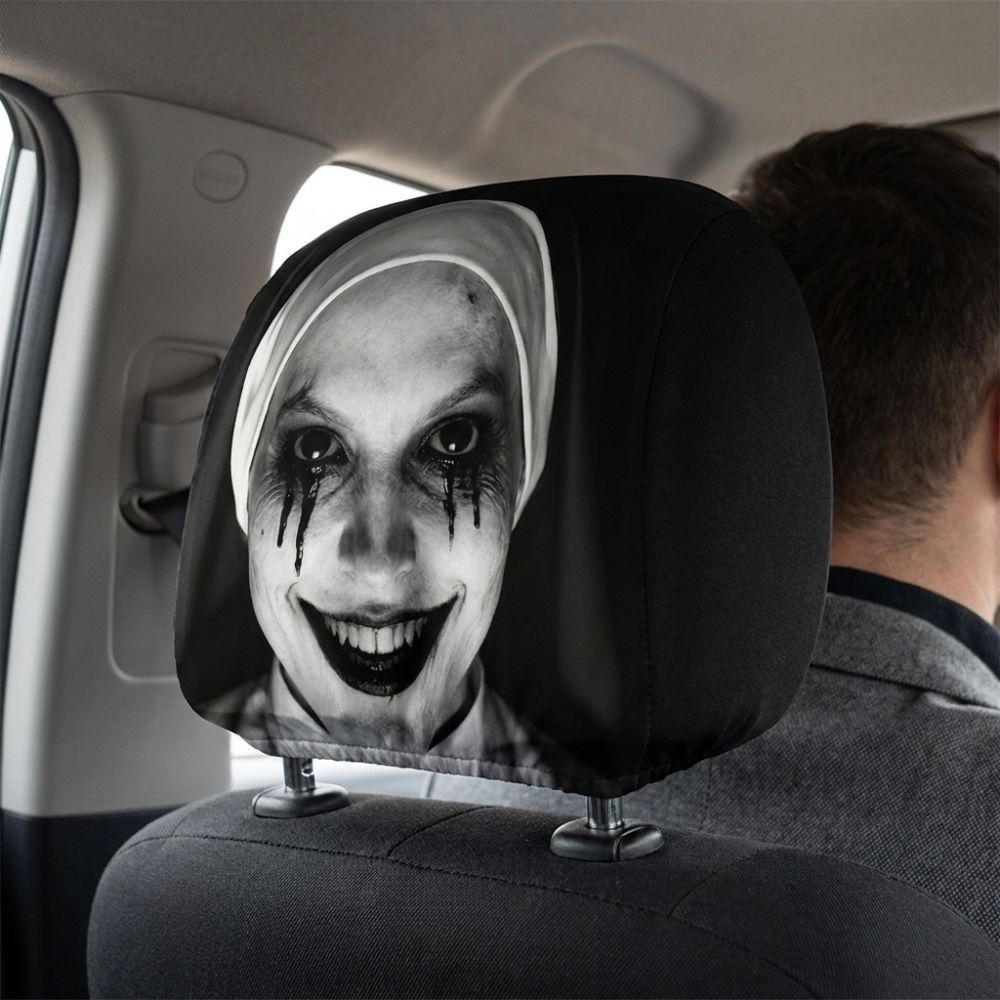 2Pcs Elastic Spooky Face Auto Headrest Sleeve Soft Comfortable Auto Headrest Wrap  Travel