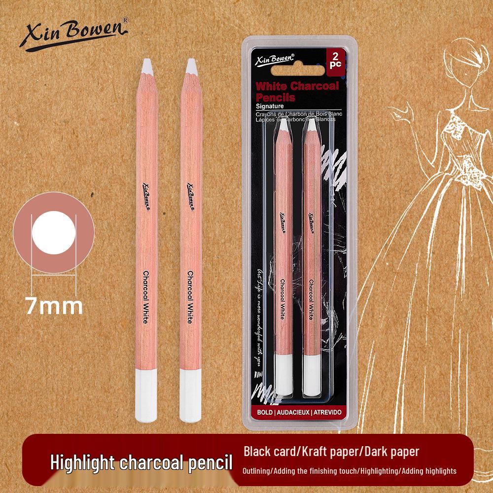 Solid Core White Charcoal Pencil Set for Drawing and Sketching – Thickened Carbon Highlight Pencils, Ideal for Art Students.