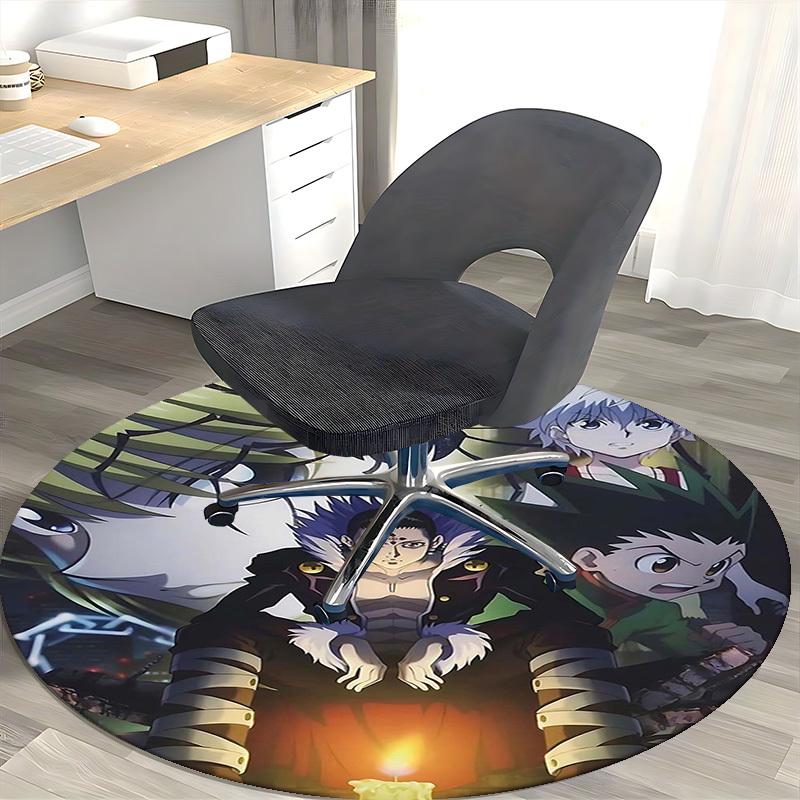 1pc Anime Cartoon Design Round Carpet - Office Chair Mat, Non-Slip Rug for Home Decor, Living Room, Bedroom, Game Room, Dormitory, Birthday Gift, All