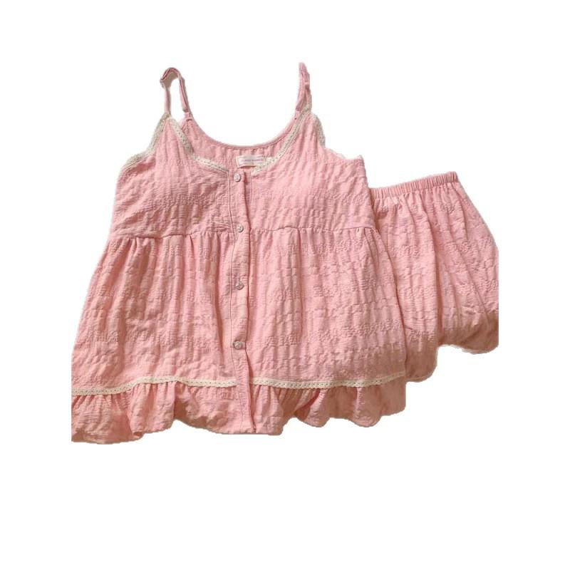 Women's Summer Pajama Set: Sweet Loose Camisole & Shorts with Removable Chest Pads