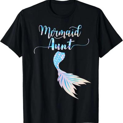 Mermaid Aunt Cute Matching Family Tribe Costume Squad T-Shirt