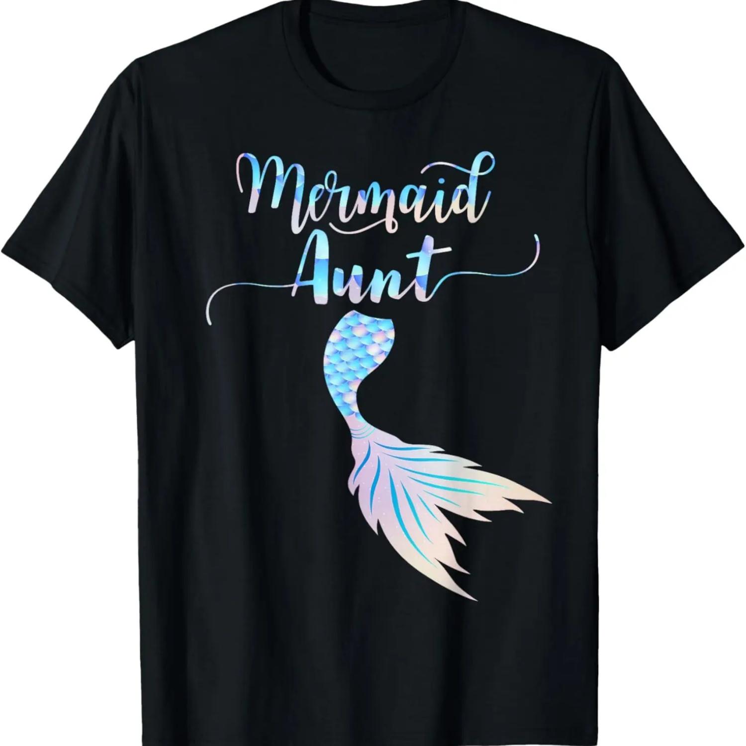 Mermaid Aunt Cute Matching Family Tribe Costume Squad T-Shirt S чёрный