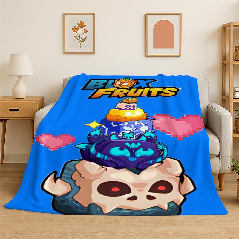 

Classic B-Blox Fruit Cartoon Game Flannel Blanket Soft Warm Throw Blanket for Bedroom Living Room Bed Travel Camping Picnic 75x90cm