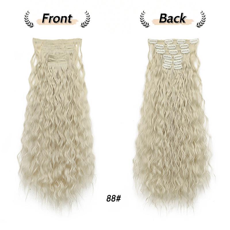 6-Piece Curly Clip-in Hair Extensions Set - Water Wave Volume Boost with 16 Clips