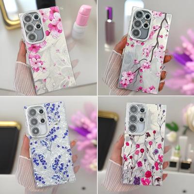 Relief Small Fresh Flowers Imd Hard Shell Suitable for Samsung S25 UltraS24FE Mobile Phone Case Lens Film A16A56