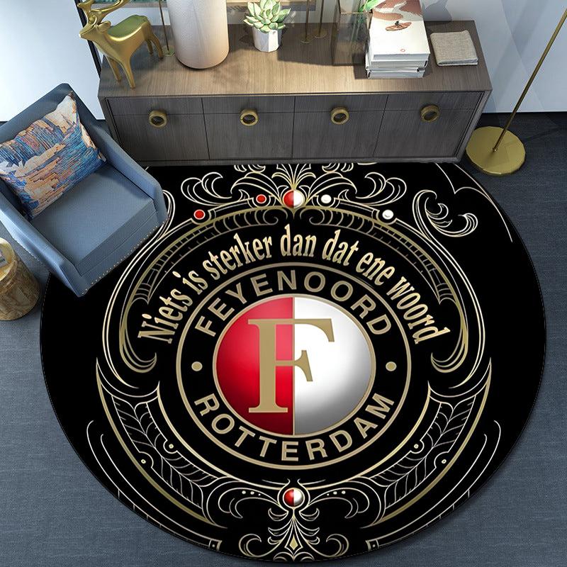 Feyenoord Rotterdam Crest Round Rug for Livingroom,Bedroom, Palyroom, Chair Rug, Area Rug, Circle Carpet, Fan Christmas Gift