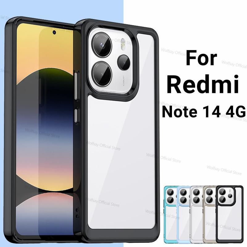 Pro Xiaomi Redmi Note 14 4G pouzdro Xiaomi Redmi Note 14 4G kryt průhledný PC TPU nárazuvzdorný zadní kryt telefonu Xiaomi Redmi Note 14 4G