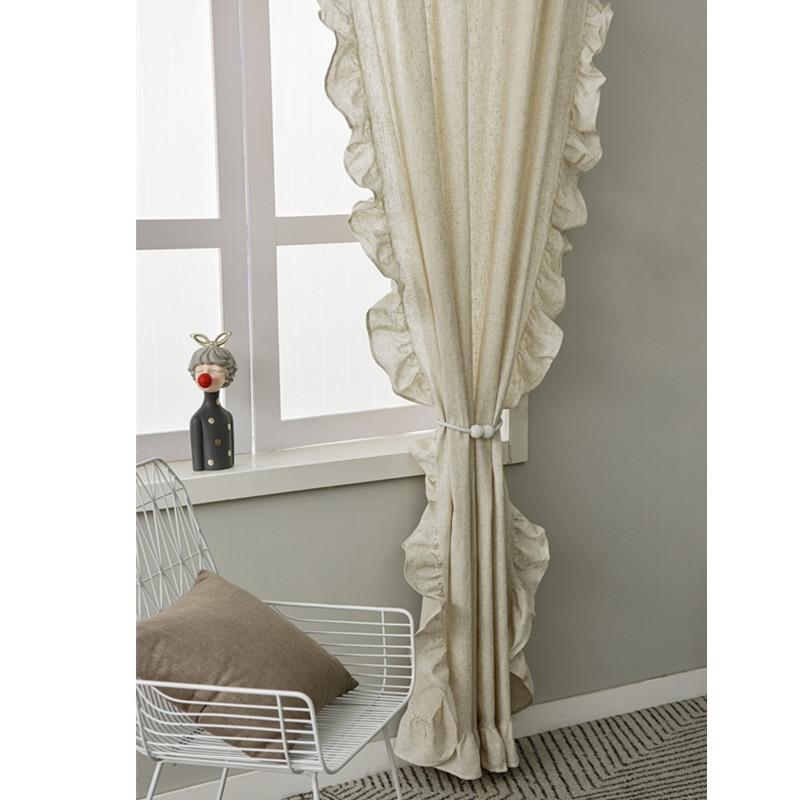 

Solid Color Nordic simple INS Fold Ruffled Semi-shading Finished Curtain Home Decorative Bedroom Curtain Fabric W150 x H45cm&Hook
