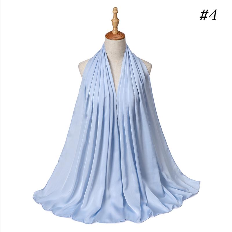 New Arrivals Crinkle Plain Color Satin Crepe Scarf Shawl Wrap Muslim Women Pleated Stain Silk Hijabs