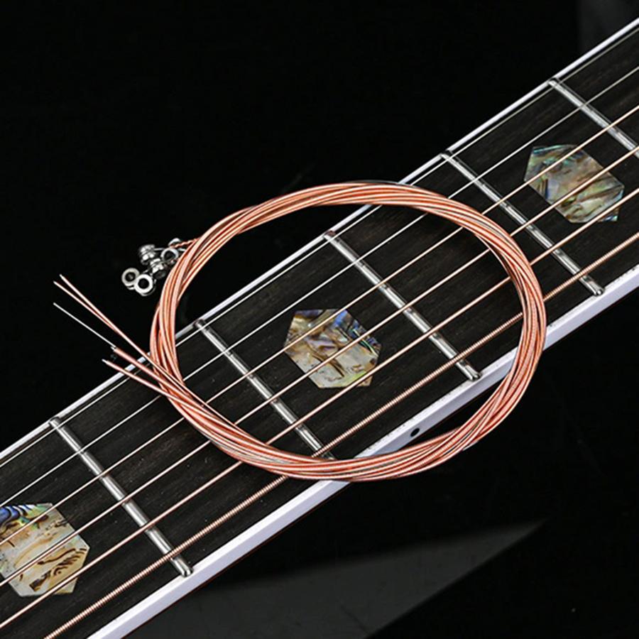 1Set Red Copper-colored Guitar Metal Strings for Folk Guitar Universal Replacement String Musical Instrument Accessories