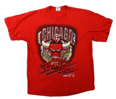 VTG 90er Trench USA Erwachsenen XL NBA CHICAGO BULLS Rotes Logo T-Shirt Top