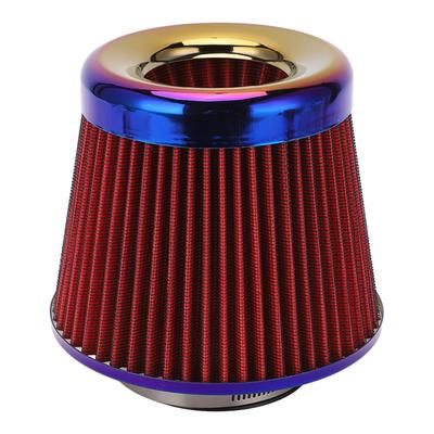 Car Intake Air Filter 3in 76mm High Performance Washable Reusable Cone Universal AccessoryRed