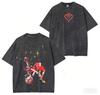 2026 Summer Kingdom Hearts Double Washed T-shirt Sora Heart Crown Anime Oversized Cotton Tee For Game Fans