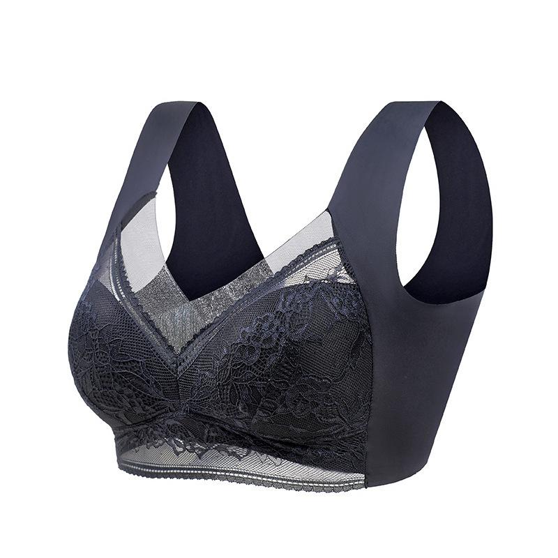Eisseiden-BH-Unterwäsche Damen-BH mit festem Körbchen, All-in-One-Cup, kabelloser Push-Up-Spitzen-BH, dünner Stil