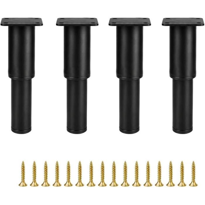 Piede per mobile regolabile - RANJI - 8–11,5 cm - Acciaio - Nero - Tappo antiscivolo