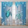 Turtle Art Pattern Printed Curtains Pole Bag Home Decoration Room Classic Made Of Polyester