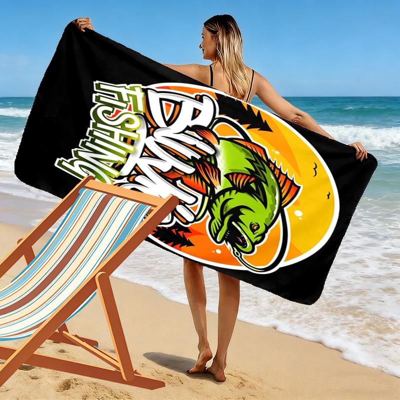 Modern fishing 2D Flat Print Beach Towel, Large Soft Quick Dry Towel for Beach Camping SwimmingZSTJ0915408