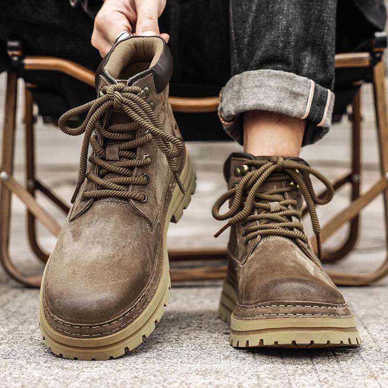 Новый тренд Снежные ботинки Теплые плюшевые ботинки для ходьбы Мужские замшевые кожаные — фото 5