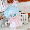 Niannyyhouse 20cm Plush Doll Light Blue Hair Black Hair Normal Body Cotton Toy with Skeleton