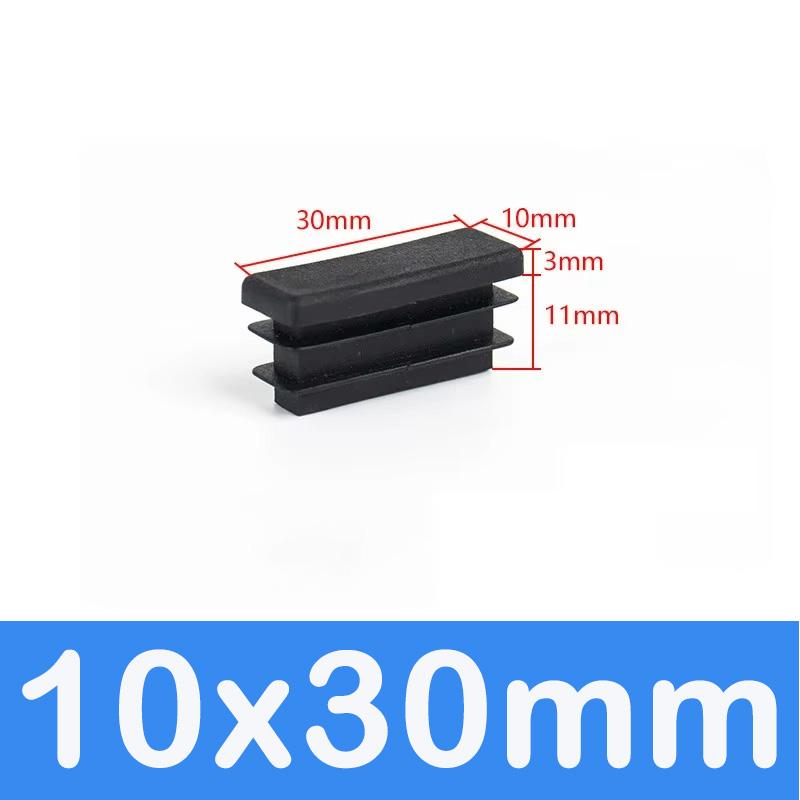 Rechthoekige Buis Dop Inzetstukken Zwart Plastic Afsluitdoppen 10x15mm-60x100mm Meubels Tafels Stoelen Voetdoppen