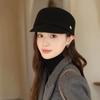 Autumn and Winter Wool Women's Small Fragrant Wind Cap Beret Knight Top Hat Newsboy British Equestrian Hat Black