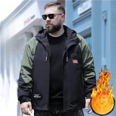 Men's Loose Casual Hooded Warm Tooling Jacket Autumn and Winter Plus Size 9XL Velvet Jacket Jacket Plus Velvet Jacket