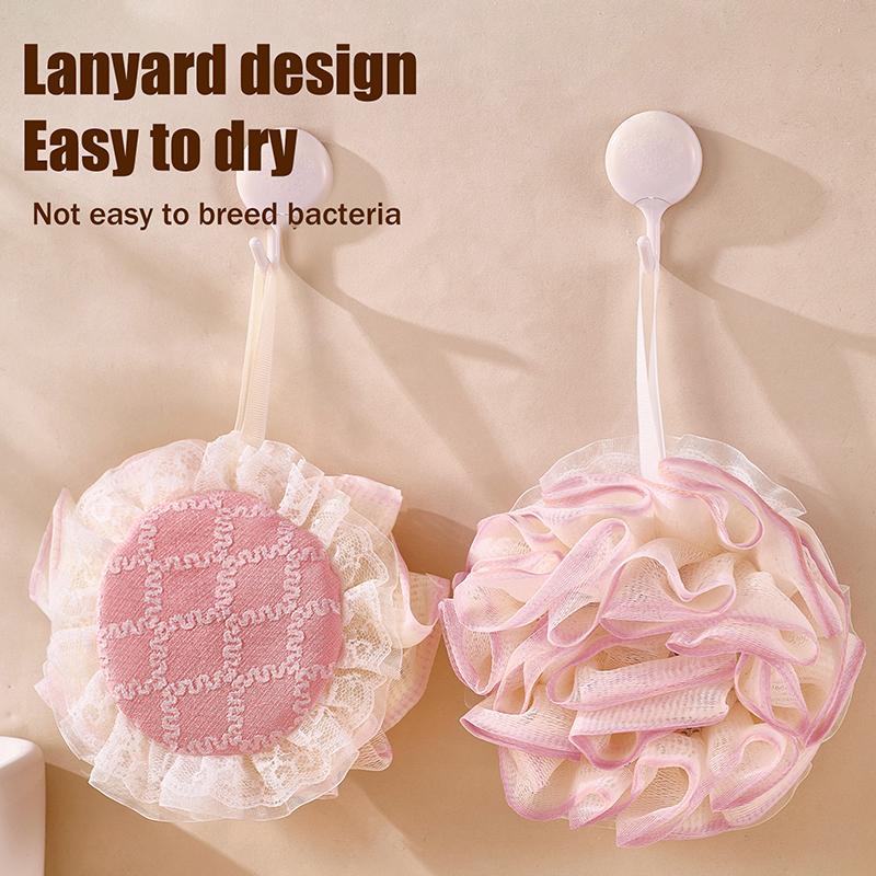 Two-In-One Bath Towel Can Put Soap Bath Ball Portable Double-Sided Foaming Net Bags Bath Flowers Body Skin Care Exfoliation