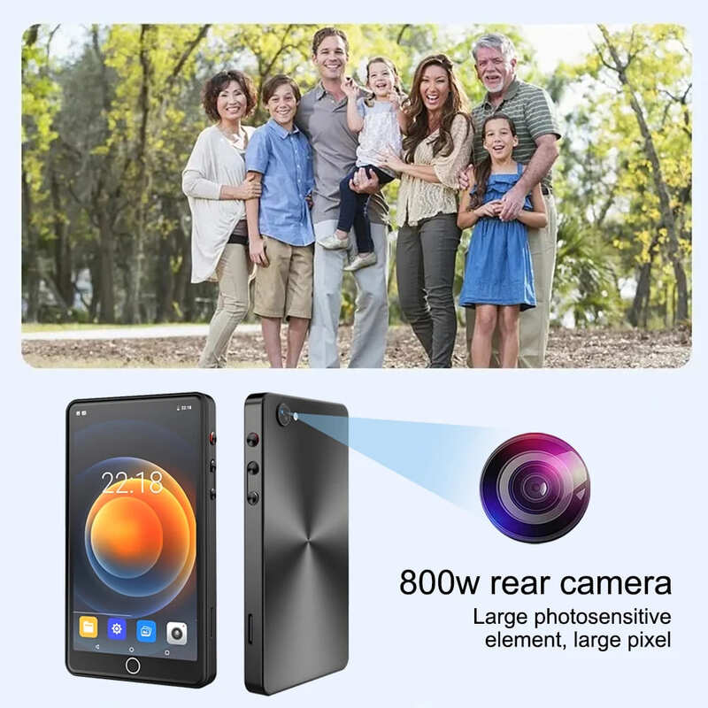Touch Screen Camera Mp4 Player Bluetooth Wifi Android 16gb Hifi Music Voice Recorder Video Mp3 Player TF Card Speaker