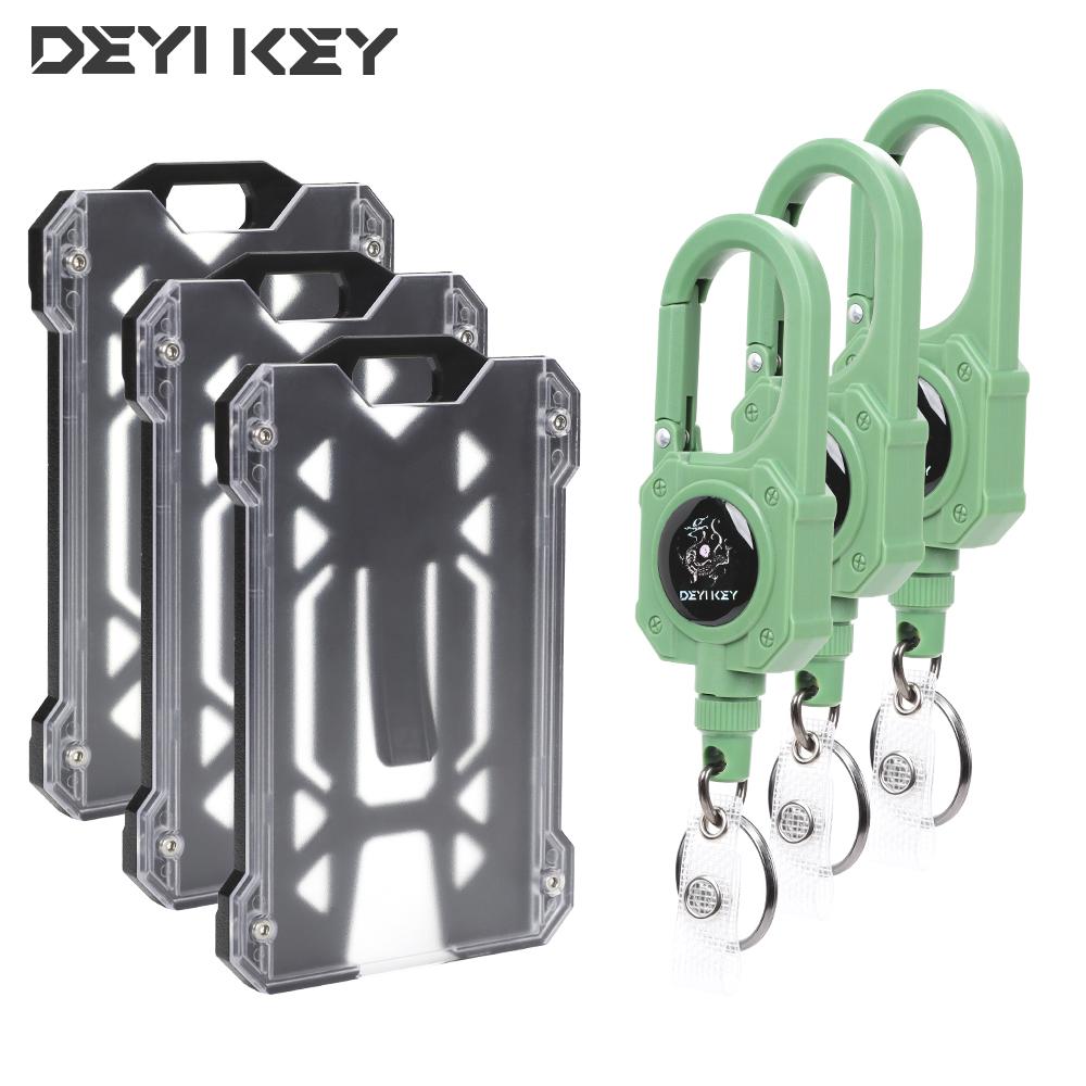 DEYI Retractable Badge Holders Durable ID Card Holder (Holds 2 Cards) with 31.5 Badge Reel Key Chain, 10,000+ Rebound