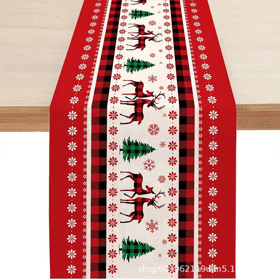Christmas Table Runner with Santa and Tree Design
