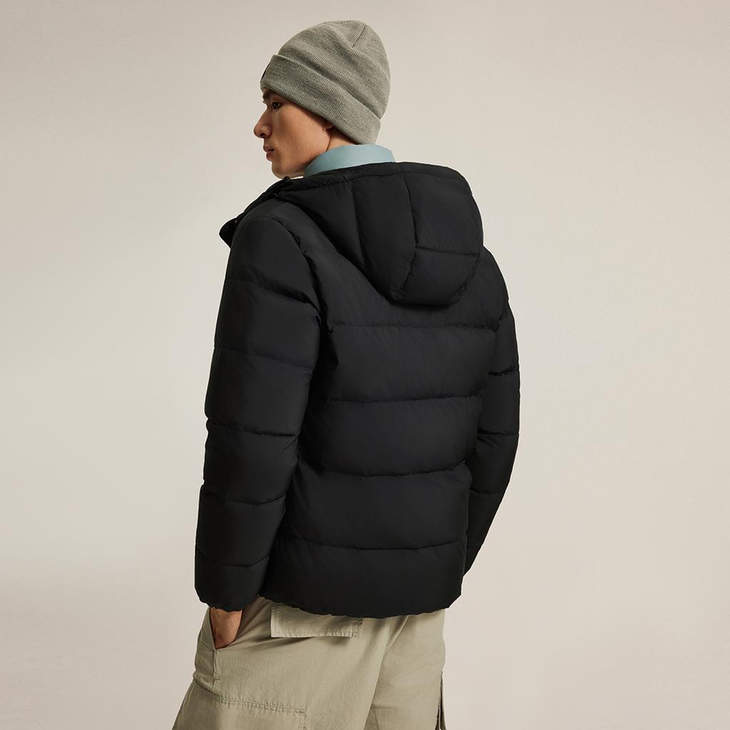 Li-Ning Basketball Series Solid Color Hooded Versatile Outdoor Cold-Resistant Casual Short Winter Down Jacket Men Outerwear Black AYMU001-1