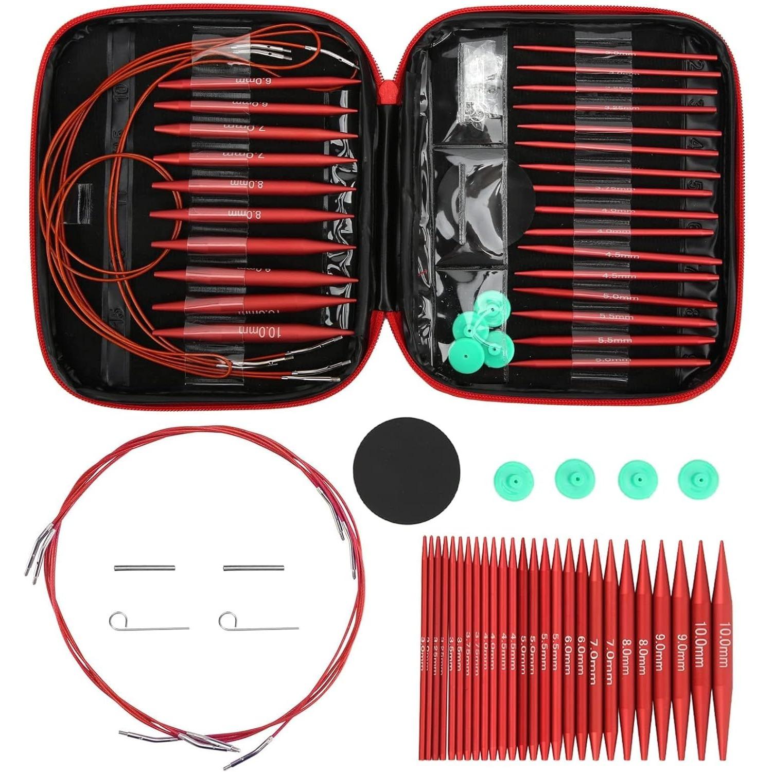 

Набор крючков для вязания свитеров, набор круговых спиц, аксессуары для рукоделия, набор спиц для вязания пряжи красный