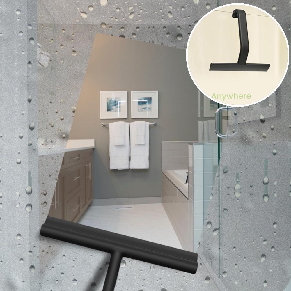 Bathroom Shower Squeegee Built-in Hook Silicone Scraper Streak Free Glass Wiper for Mirror Tile Car Windshield Household Cleaner