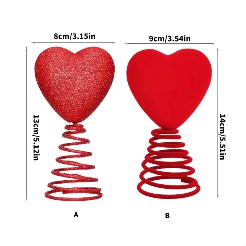 Red Heart Heart Tree Topper Coil Spring Heart Treetop Ornament  Christmas Holiday