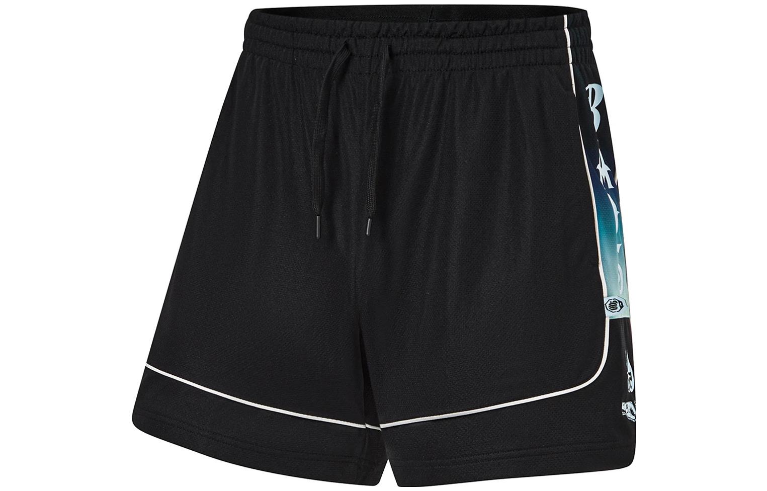 Li Ning x MISTER CARTOON Badfive Basketball Shorts Men s Black Sky Blue AAPT611-1 S