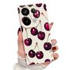 Retro Oil Painting Style Cherry Pattern Case For Xiaomi 14T 13T 11T Pro Funda Redmi Note 14 13 Pro 5G 12 11 Leather Texture Silicone Cover