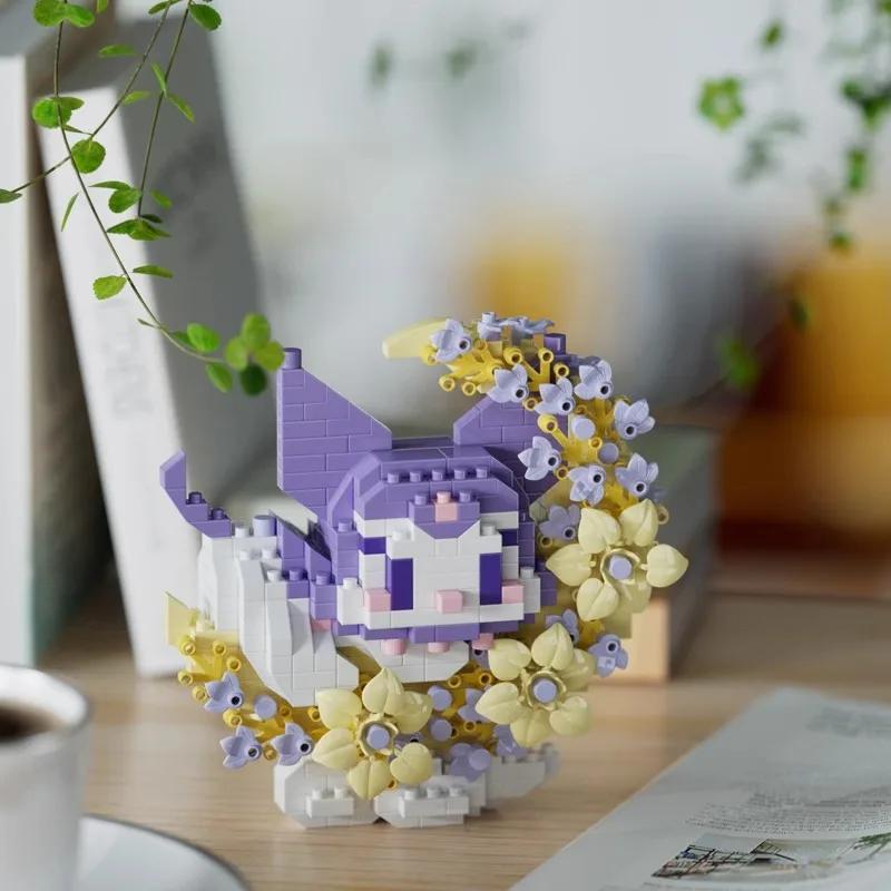 Flower Moon Animal Micro Building Blocks Sanrio Cinnamoroll Losto Panda Cat Dog Fox 3D Model Mini Brick Figure Toys for Kid Gift