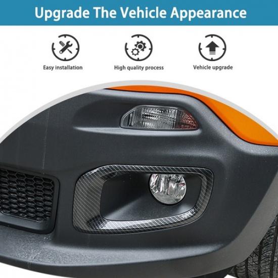 Front Fog Light Lamp Frame Decor Trim For Jeep Renegade 2016-2018 Carbon Fiber