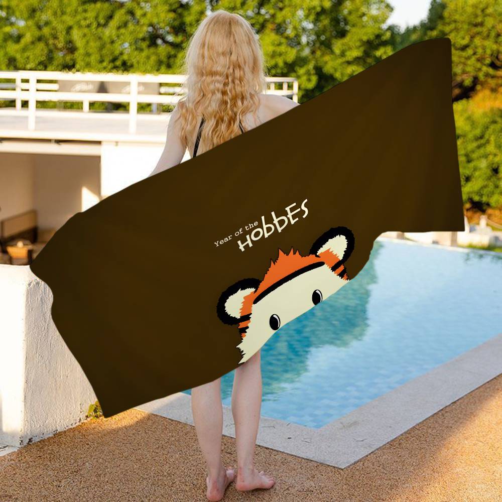 C-Calvin And H-Hobbes Bath Towel Microfiber Soft Water Absorbing Breathable For Girl Kids Decorative Cartoon Beach Towel