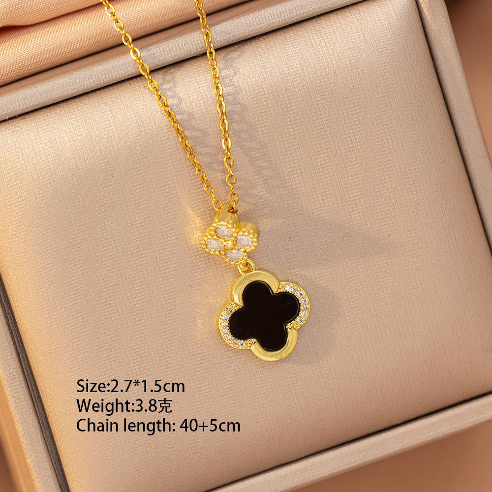 [Titanium Steel] Necklace Women's Copper Micro-inlaid Electroplating Advanced Sense Delicate Clavicle Chain Jewelry