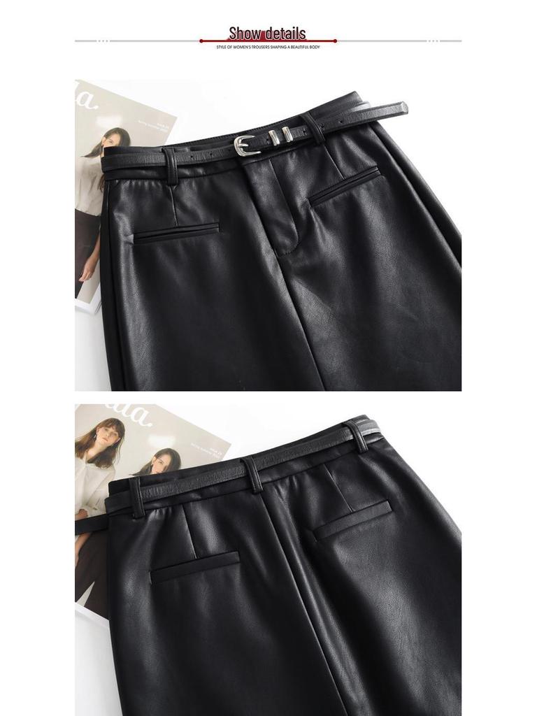 2025 Brand Korean Style A-Line Leather Skirt - Autumn/Winter Slimming, Comfortable, Hip-Hugging, Versatile, Fashionable.