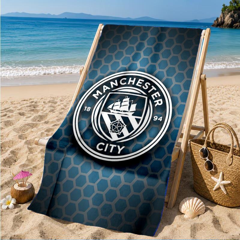 Asciugamano da Spiaggia in Microfibra Stampato City Football Club, Morbido e Assorbente, Asciugatura Rapida, Ideale per Viaggi Estivi, Essenziale per la Spiaggia, Piscina