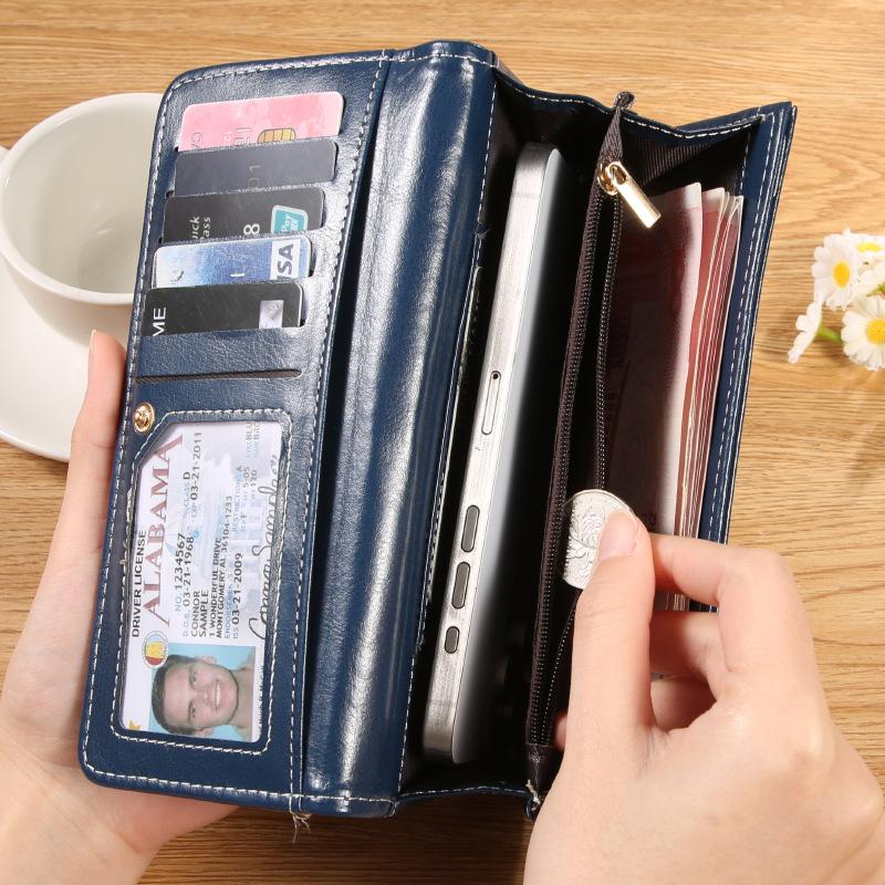 Fashionable and Minimalist Women's Soft Leather Long Zipper Wallet with Trendy Multiple Card Slots, Cute Wallet