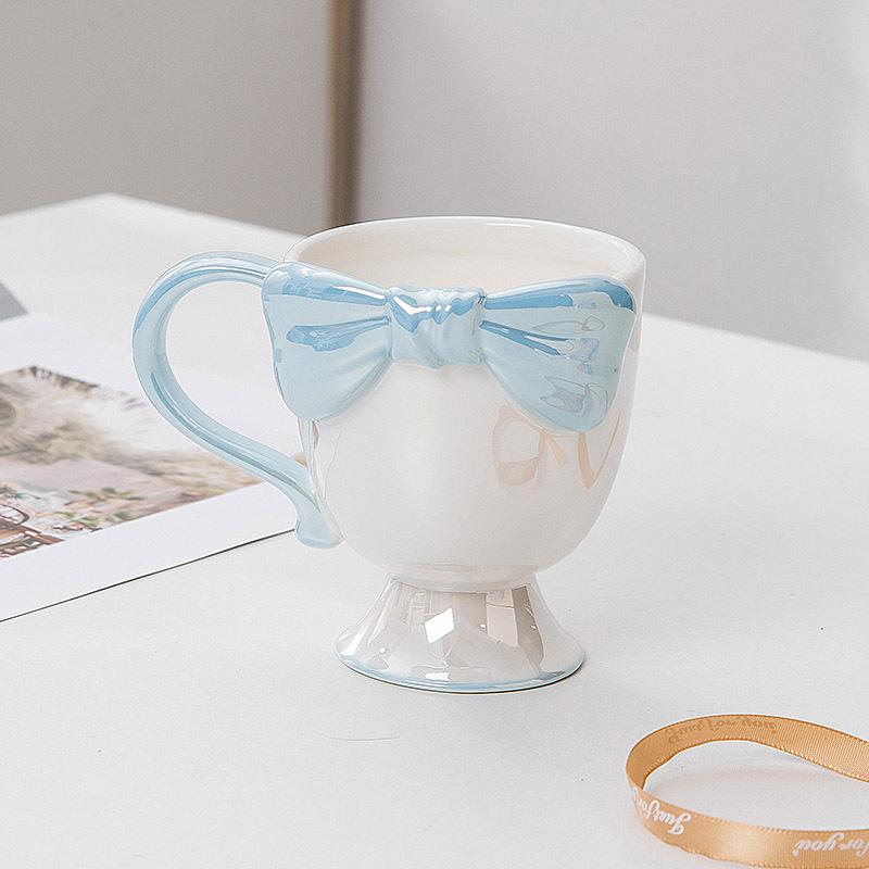 Japanische Schleife Keramik Eisbecher Mädchenherz hoher Fuß Dessertbecher hochwertiges Design Nischengeschenktasse