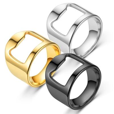 Single Stainless Steel Finger Ring Corkscrew Bottle Opener, Fashionable Beer Bar Tool .