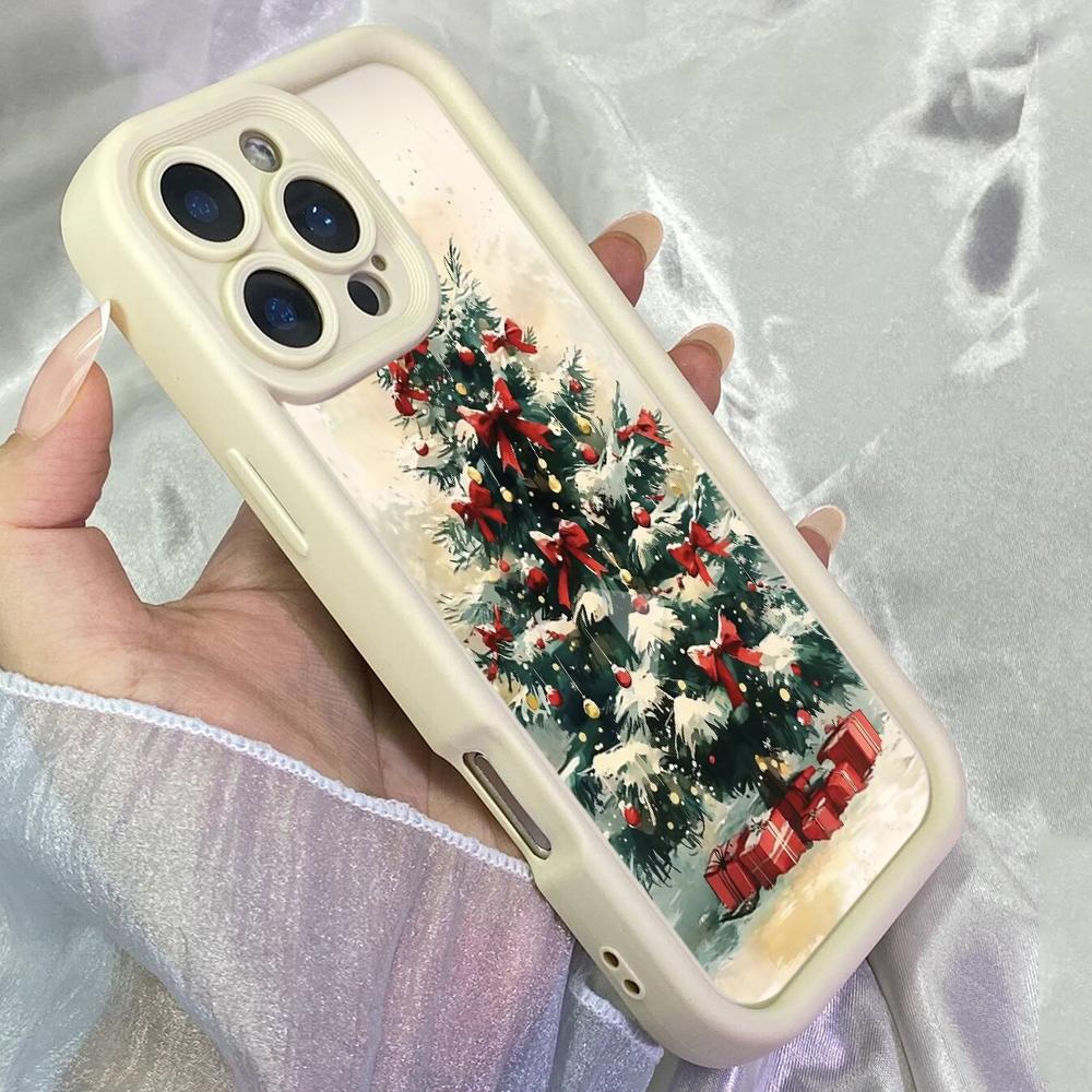 JT168 Christmas Tree with Gifts Painting for iPhone 17 16 15 14 Pro Max Samsung S26 S25 Ultra A17 A16 A07 A56 Xiaomi 15T Redmi 15c 14C Soft TPU Case